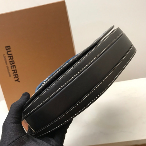 B**rry small logo graphic denim and leather olympia bag