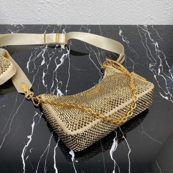 Pra*a re-edition 2005 satin bag with crystals