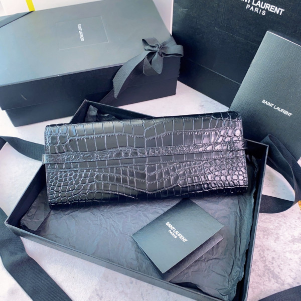 Y*L manhattan clutch in crocodile-embossed leather