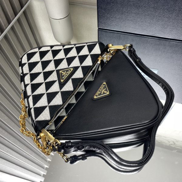 Pra*a triangular sequined pouch-26*16*13cm
