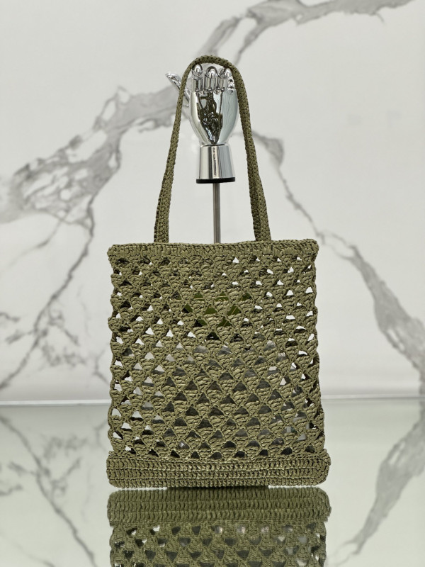 Pra*a woven fabric crochet tote bag