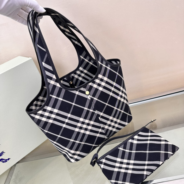 B**rry medium check tote bag-41*14*26cm