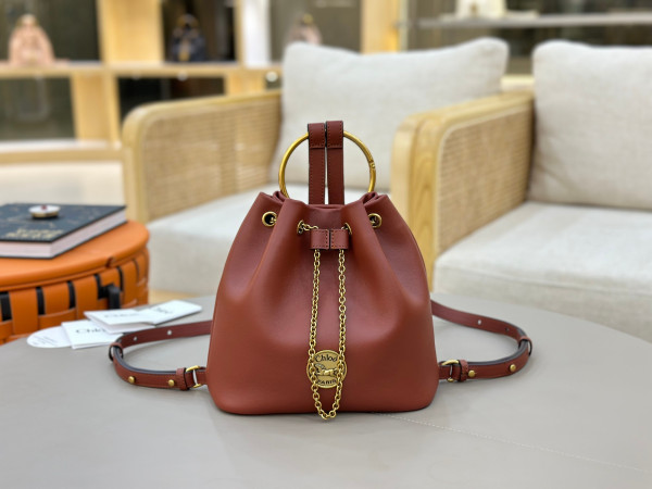 Chloe bracelet backpack in grained leather- 22*20*10.5cm