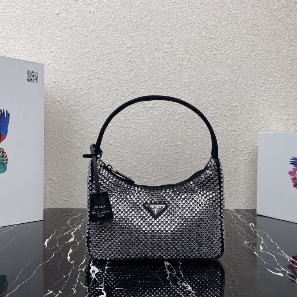 Pra*a satin mini-bag with artificial crystals